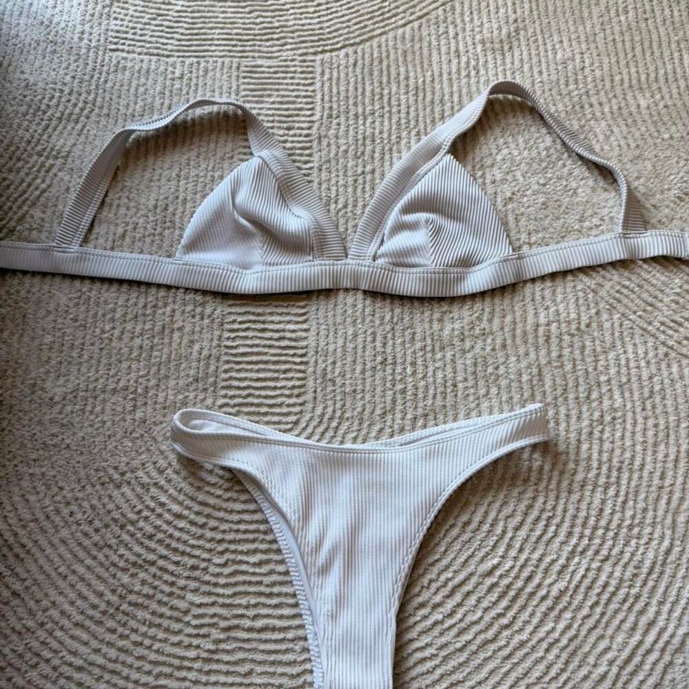 Hollister white ribbed bikini set